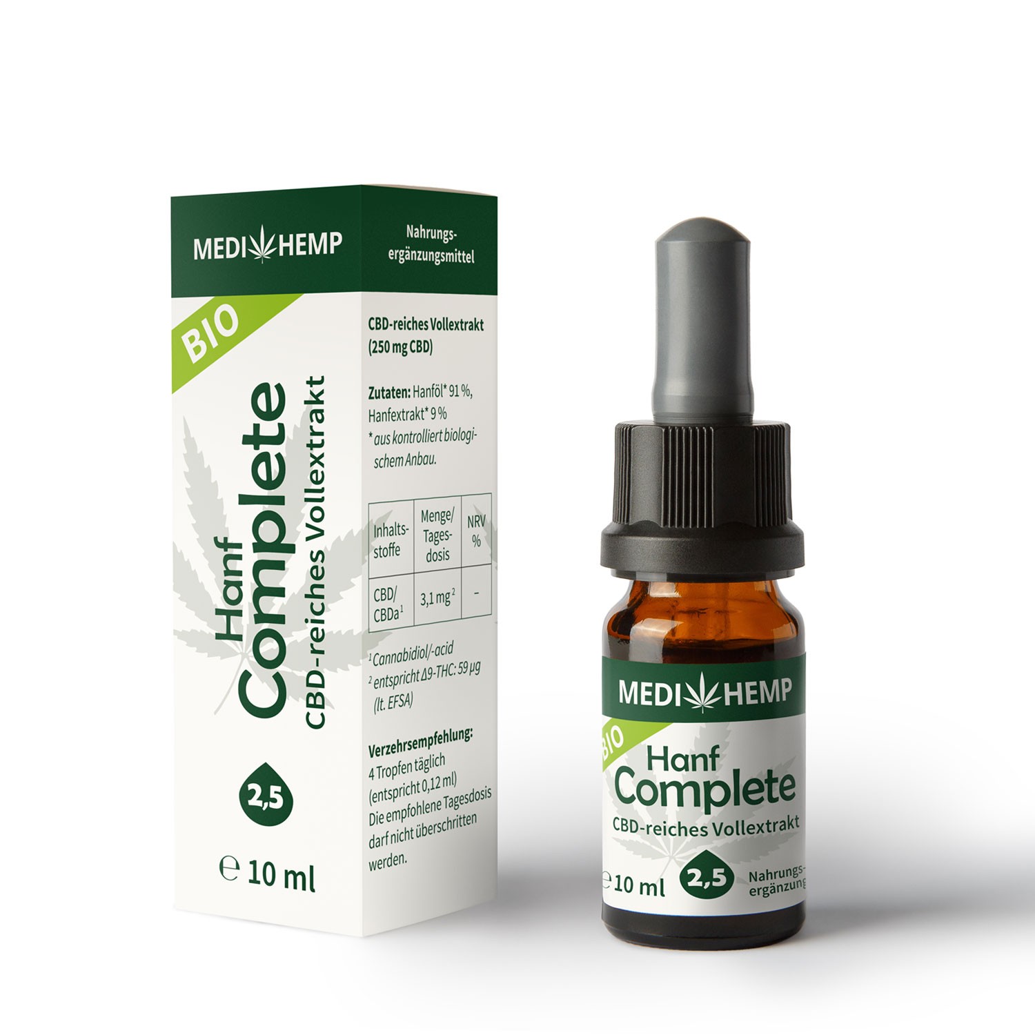 Medihemp Bio Hanf Complete Öl - 2,5 % - 10 ml - 250 mg CBD Aromaöl