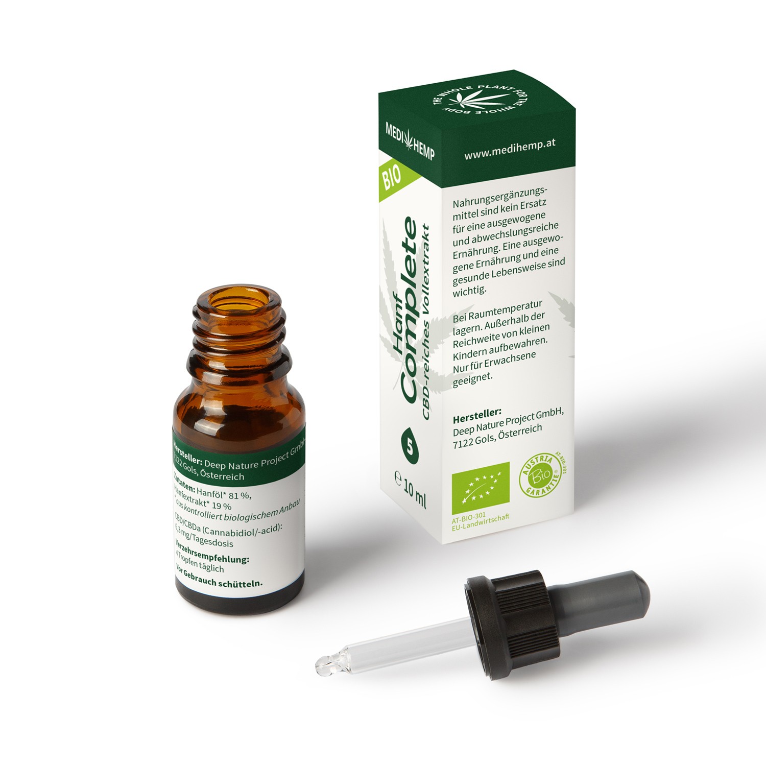 Medihemp Bio Hanf Complete Öl - 5 % - 10 ml - 500 mg CBD Aromaöl