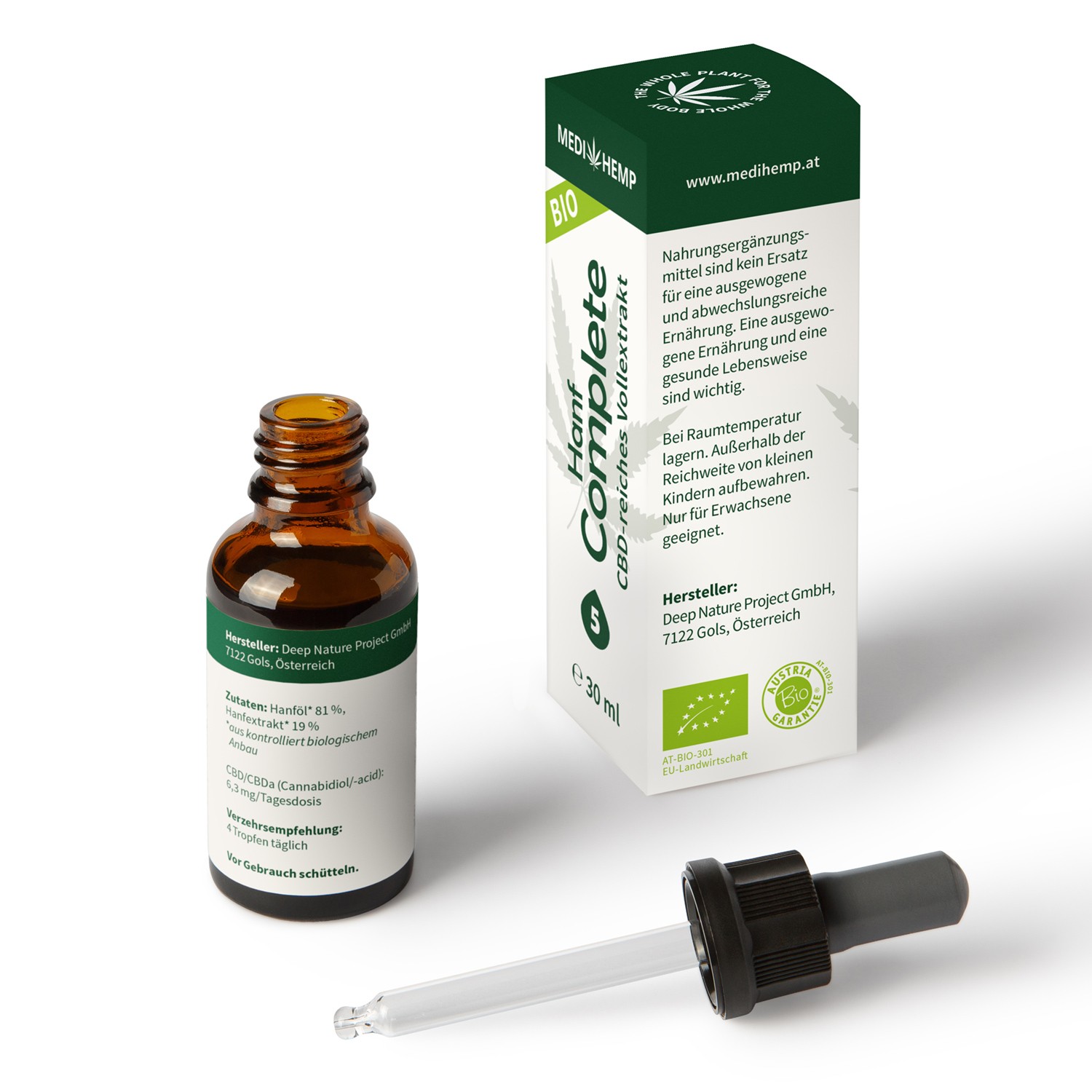 Medihemp Bio Hanf Complete Öl - 5 % - 30ml - 1500 mg CBD Aromaöl