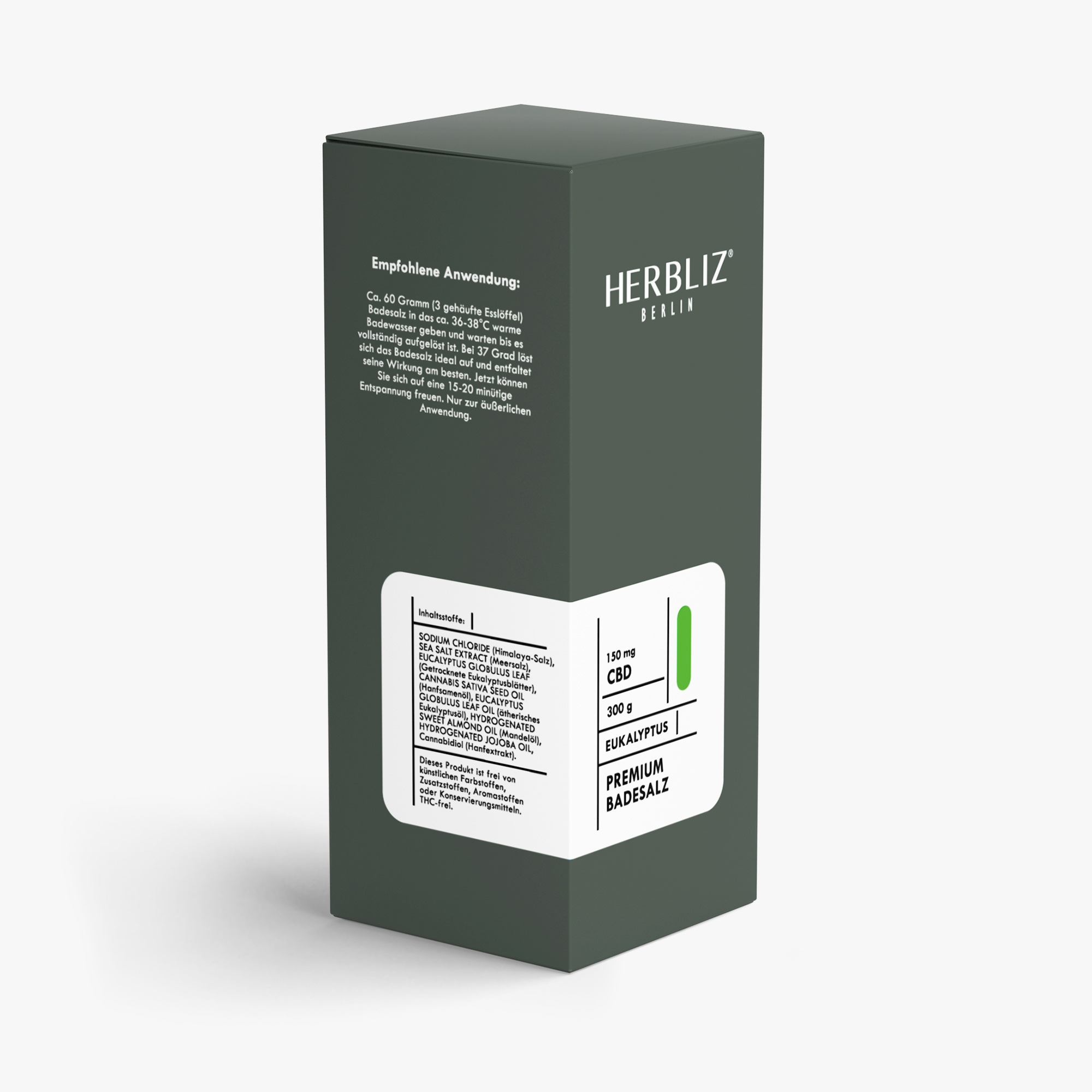 HERBLIZ CBD Badesalz - 4 Sorten - 150 mg - Eukalyptus