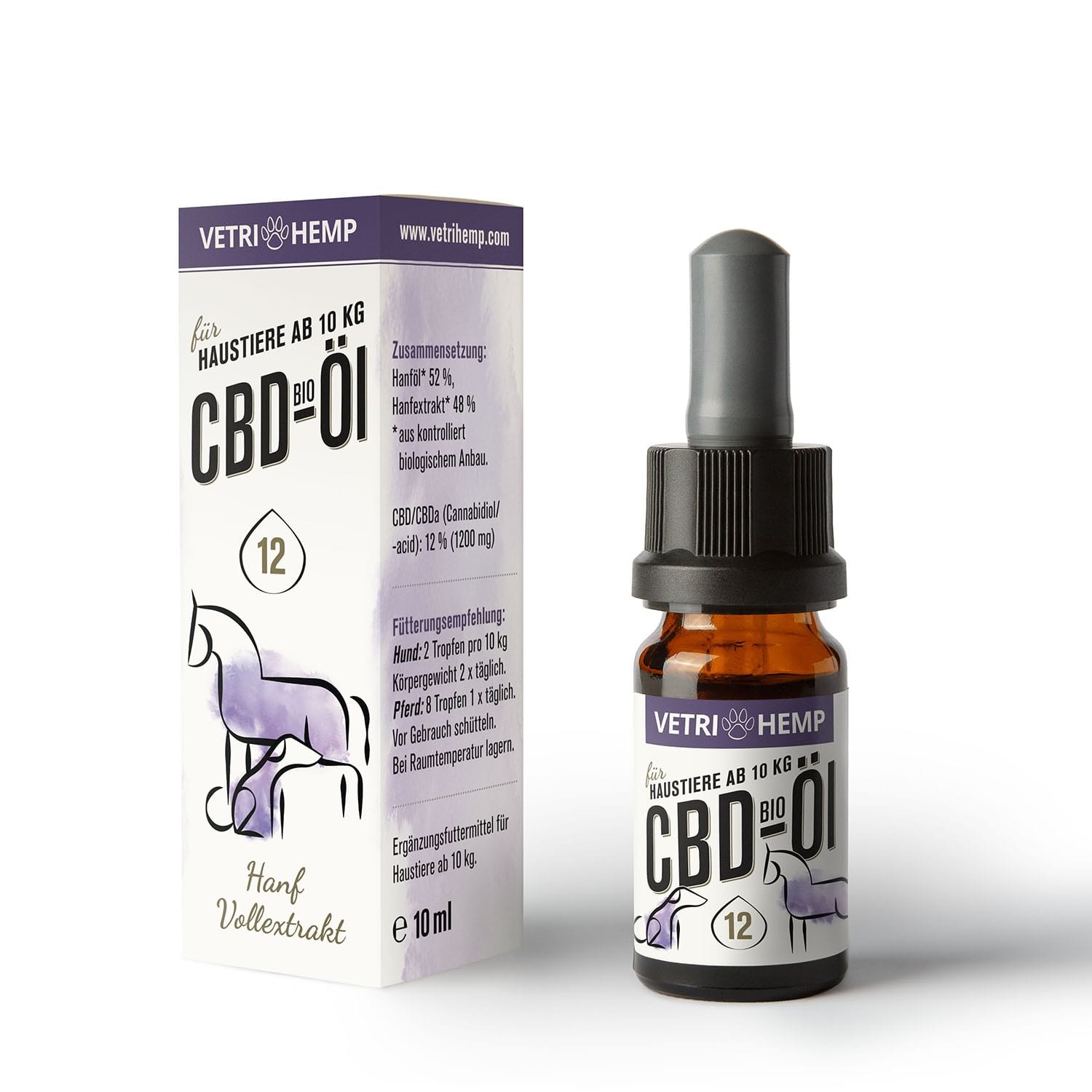 Vetrihemp Bio CBD Öl Aroma für Tiere ab 10 kg - 12 % - 1200 mg
