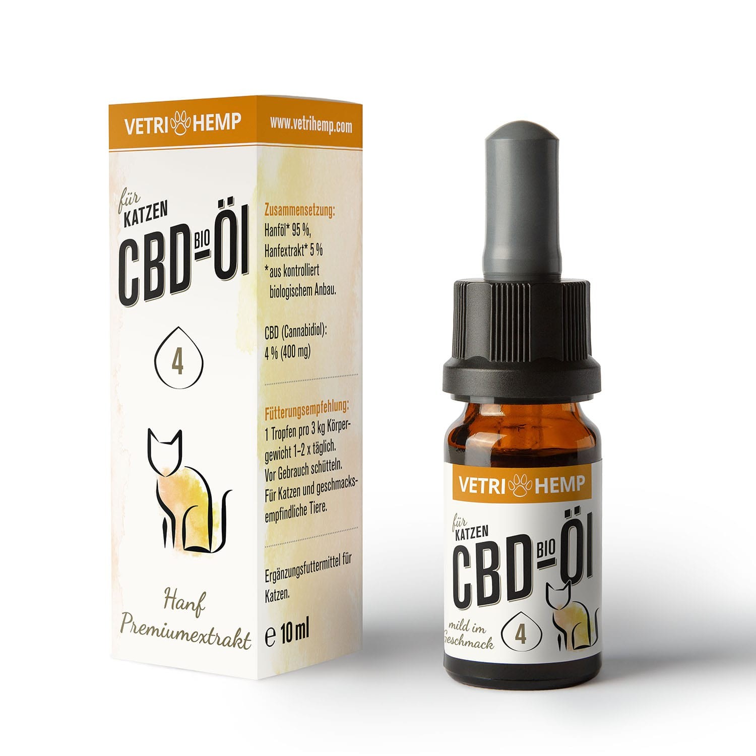 Vetrihemp Bio CBD Öl für Katzen - 4 % - 400 mg