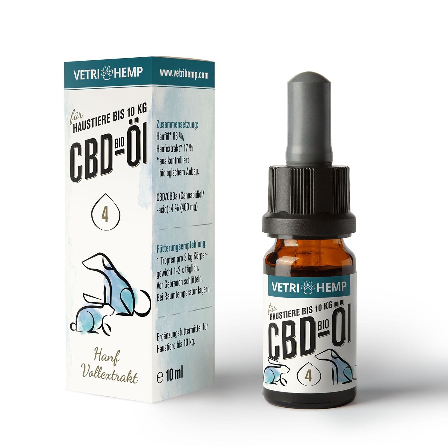 Vetrihemp Bio CBD Öl Aroma für Tiere bis 10 kg - 4 % - 400 mg