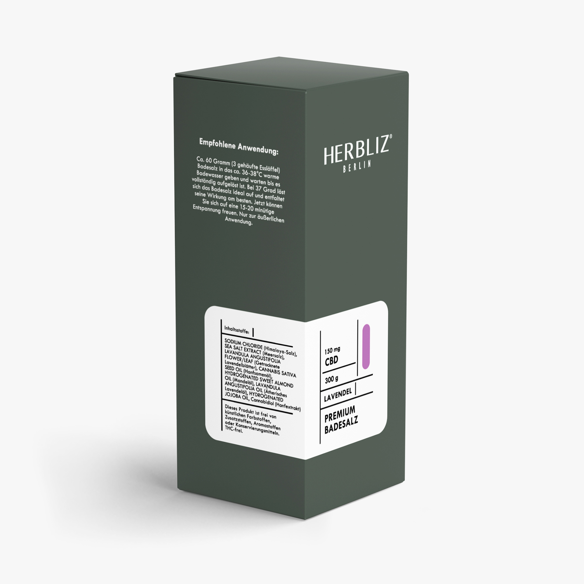 HERBLIZ CBD Badesalz - 4 Sorten - 150 mg - 	Lavendel